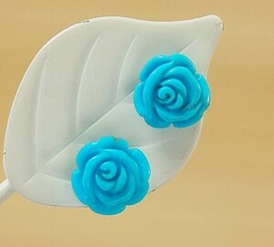  free shipping [12 month birthstone ]K14WG turquoise rose. petal earrings 
