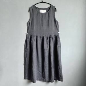 not PERFECT LINEN ノースリーブ ワンピースドレス ブルーグレー