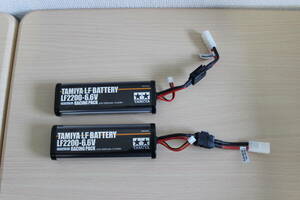 * Tamiya LF BATTERY LF2200-6.6V racing pack lithium battery ×2 used 1 jpy start *