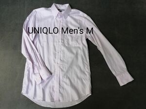 UNIQLO　ユニクロ　長袖ワイシャツ ファインオックスフォードシャツ メンズM　ピンク