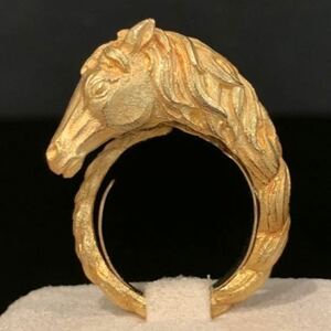  miracle![ HERMES ]1960s Horse Yellow Gold Braided Band Ring Vintage Hermes!Gabor Nagy Gaboratory