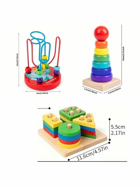 新品 3点セット 赤ちゃん おもちゃ まとめ売り 木のおもちゃ 楽器 知育玩具　積み木　積木　モンテッソーリ