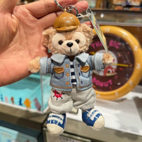 上海ディズニー デニムシリーズ ダッフィーぬいぐるみキーチェーン