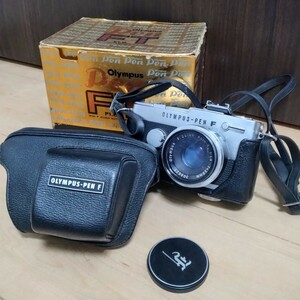 【動作未確認】OLYMPUS PEN F　フィルムカメラ　1:1,8　f=38mm　カバー付き　レア　希少　ビンテージ　プラ時