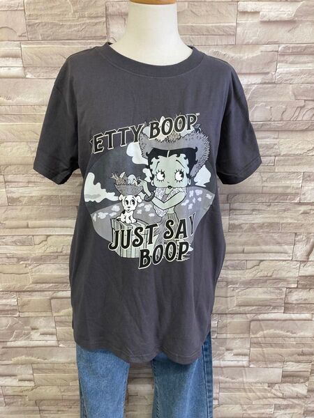 新品 ベティちゃんBettyBoop ベティブープ半袖Tシャツモノトーンプリントハワイアングレー