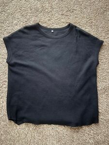 しまむら　CLOSSHI 黒　 カットソー ノースリーブ Tシャツ 半袖　レディースL〜LL ゆったり　大きめ　ポリエステル　綿