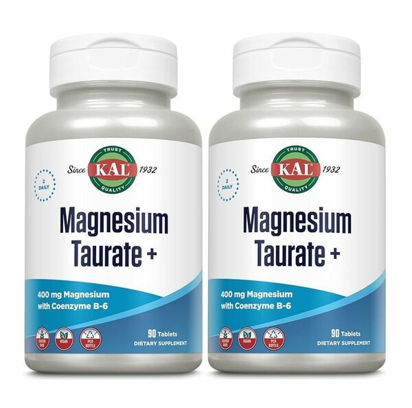 新品2個 タウリン酸マグネシウム 200mg ビタミンB6 ハーブブレンドActiSorb配合 90粒 高品質カル 明日発送可