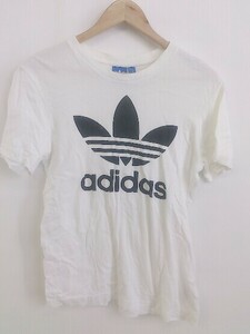 ◇ adidas アディダス プリント 半袖 Tシャツ カットソー サイズM ホワイト系 ブラック メンズ レディース P