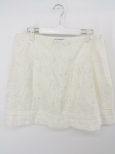 ◇ JUICY COUTURE ジューシークチュール 刺繍 ミニ フレア スカート サイズ8 オフホワイト系 レディース P