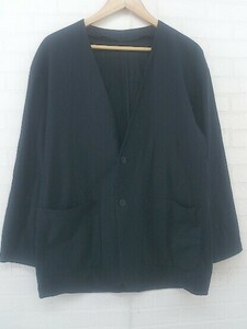 ◇ HI-TEC ハイテック ノーカラー 長袖 ジャケット サイズM ネイビー系 メンズ P