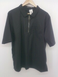 ◇ CONFIRM コンファーム ハーフジップ 半袖 Tシャツ カットソー サイズＬ ブラック メンズ P