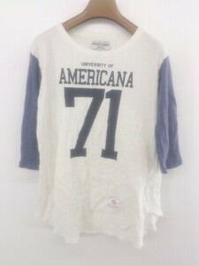 ◇ AMERICANA FREAK'S STORE フリークスストア 七分袖 ラグランTシャツ カットソー サイズXXS ホワイト ネイビー メンズ P