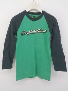 ◇ NEIGHBORHOOD ネイバーフッド キッズ 子供服 ロゴ 長袖 Tシャツ カットソー グリーン ブラック メンズ P