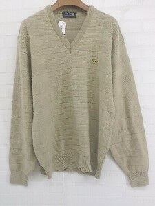 ◇ Jack Nicklaus Golden Bear Vネック 刺繍 ウール混 長袖 ニット セーター サイズL ベージュ系 メンズ P
