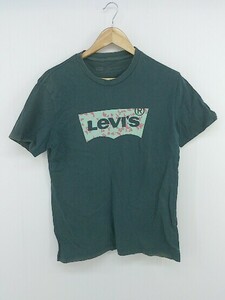 ◇ Levi's リーバイス ロゴ プリント 半袖 Tシャツ カットソー サイズS ダークグリーン系 メンズ P