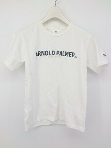 ◇ Arnold Palmer アーノルドパーマー プリント 半袖 Tシャツ カットソー サイズXS ホワイト系 ブラック レディース P