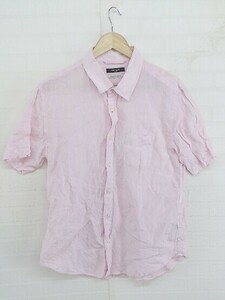 ◇ MORGAN HOMME モルガンオム リネン混 半袖 シャツ サイズ XL ピンク メンズ P