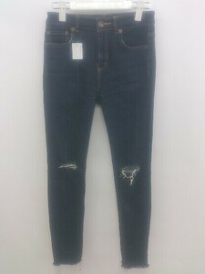 ◇ JEANASIS ジーナシス ストレッチ スキニー ダメージ加工 デニム ジーンズ パンツ サイズS ネイビー レディース P