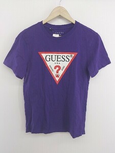◇ GUESS ゲス ロゴ プリント 半袖 Tシャツ カットソー サイズM パープル マルチ メンズ P