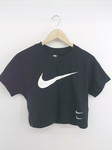 ◇ NIKE ナイキ スウッシュ ショート丈 半袖 Tシャツ カットソー サイズM ブラック ホワイト レディース P