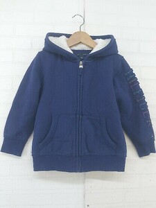 ◇ TOMMY HILFIGER キッズ 子供服 長袖 裏ボア ジップアップ パーカー サイズ XS（4-5) ネイビー メンズ P