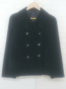 ◇ OZOC オゾック ベロア調 ダブルボタン 長袖 ジャケット サイズ38 ブラック レディース P
