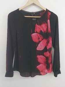 * GUESSge Испания to рисунок sia- длинный рукав блуза размер XS черный Pink Lady -sP