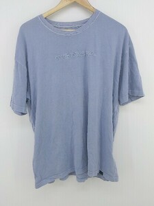 ◇ Quiksilver クイックシルバー ロゴ刺繍 半袖 Tシャツ カットソー サイズL ライトブルー系 メンズ E