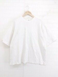 ◇ Perushu ペルーシュ ワンポイント 五分袖 Tシャツ カットソー サイズM ホワイト系 メンズ E