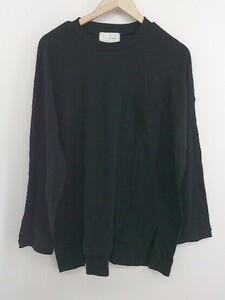 ◇ antiqua アンティカ 胸ポケット 長袖 Tシャツ カットソー サイズF ブラック レディース E