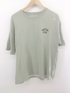◇ FREAK'S STORE フリークスストア ロゴ 刺繍 半袖 Tシャツ カットソー サイズXL グリーン系 レディース E