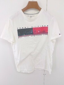◇ TOMMY HILFIGER トミーヒルフィガー プリント 半袖 Tシャツ カットソー サイズS ホワイト メンズ E