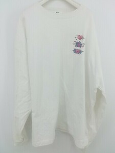 ◇ Perushu ペルーシュ プリント 厚手 長袖 Tシャツ カットソー サイズL オフホワイト系 マルチ メンズ E