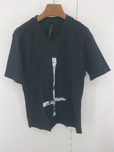 ◇ PUBLIC IMAGE パブリックイメージ Vネック プリント 半袖 Tシャツ カットソー サイズ2 ブラック ホワイト系 メンズ E