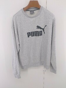 ◇ PUMA プーマ ロゴ プリント 長袖 トレーナー カットソー サイズL グレー メンズ E