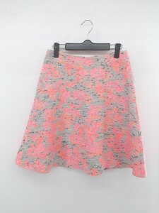 ◇ Demi-Luxe BEAMS 花柄 ネオンカラー オトナ女子 膝丈 フレア スカート サイズ38 ピンク マルチ レディース E