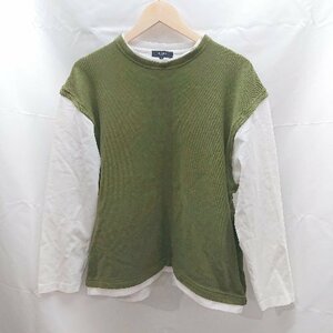 ◇ BEAMS HEART ビームスハート クルーネック デザインオシャレ 長袖 ニット サイズM グリーン レディース E