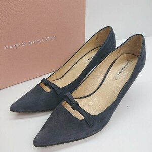 * FABIO RUSCONIpo Inte dotu ribbon high heel simple pumps size 37 1/2 navy series lady's E