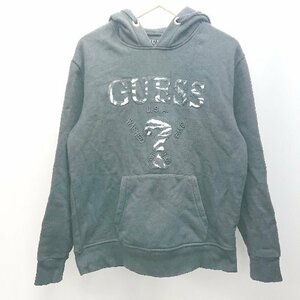 * GUESS Guess обратная сторона ворсистый бренд Logo вышивка Zebra длинный рукав парка cut and sewn размер M черный женский E