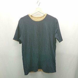 ◇ nano universe ナノ ユニバース 裏地 シンプル 分厚い 半袖 Tシャツ サイズM ネイビー メンズ レディース E