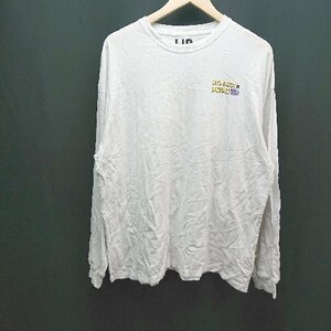 ◇ LID BREAK リド・ブレイク クルーネック バックプリント カジュアル 長袖 ロングTシャツ サイズL ホワイト メンズ E