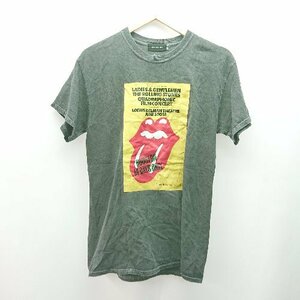 ◇ GOOD ROCK SPEED クルーネック ×ローリングストーンズ プリント 半袖 Tシャツ サイズF グレー レディース E