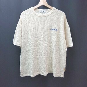 ◇ MONO-MART モノマート クルーネック 刺繍 サマーニット カジュアル 半袖 Tシャツ サイズM アイボリー メンズ E