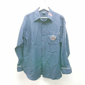 ◇ ROMANTIC CROWN 胸ポケット オーバーサイズ パイピング 長袖 シャツ サイズS ネイビー メンズ E