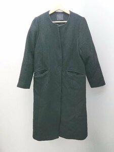 ■ KBF ケービーエフ ノーカラー 冬もの 生地厚手 長袖 コート サイズONE ブラック レディース E