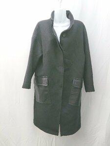 ◇ ZARA ザラ 異素材 シンプル 綺麗め 冬 ロング丈 防寒 長袖 コート サイズXS ブラック レディース E