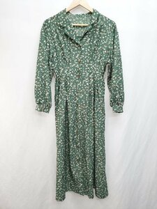 * * natural couture natural kchu-ru long sleeve knees under height One-piece size F green multi lady's P