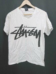 ◇ STUSSY ステューシー ビッグロゴ プリント 半袖 Tシャツ カットソー サイズS ホワイト ブラック系 メンズ P