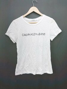 ◇ Calvin Klein Jeans カルバン クライン ジーンズ ロゴ 半袖 Tシャツ カットソー サイズM ホワイト系 レディース P