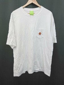 ◇ HUF ハフ ワンポイント 胸ポケット付き 半袖 Tシャツ カットソー サイズXL ホワイト メンズ P